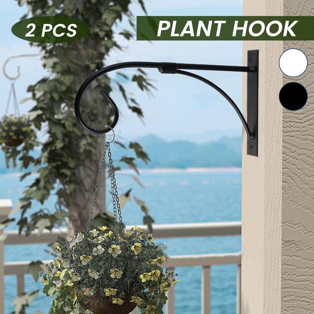 2Pcs Hanging Plant Hook Flower Pots Basket Holder Hanger Iron Art Garden Wall Bracket Pot rack Decorative rack Railing garden