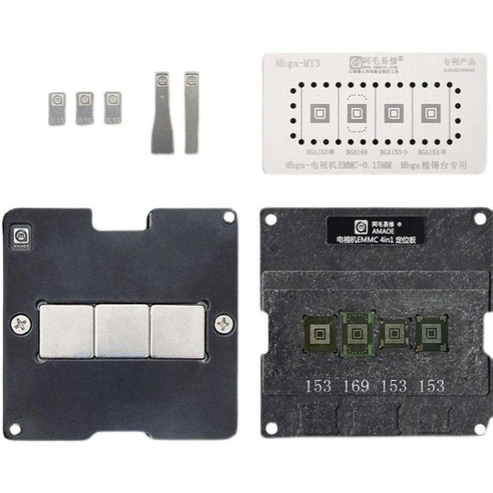 

BGA153 BGA169 TV EMMC Джиг-платформа 4 в 1 Инструменты для ремонта магнитного основания Трафарет для реболлинга BGA