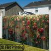 1 Piece of 2D Flat Banner - Polyester Party Banner - Wooden Fence Floral Pattern Garage Banner - Durable Polyester Fabric