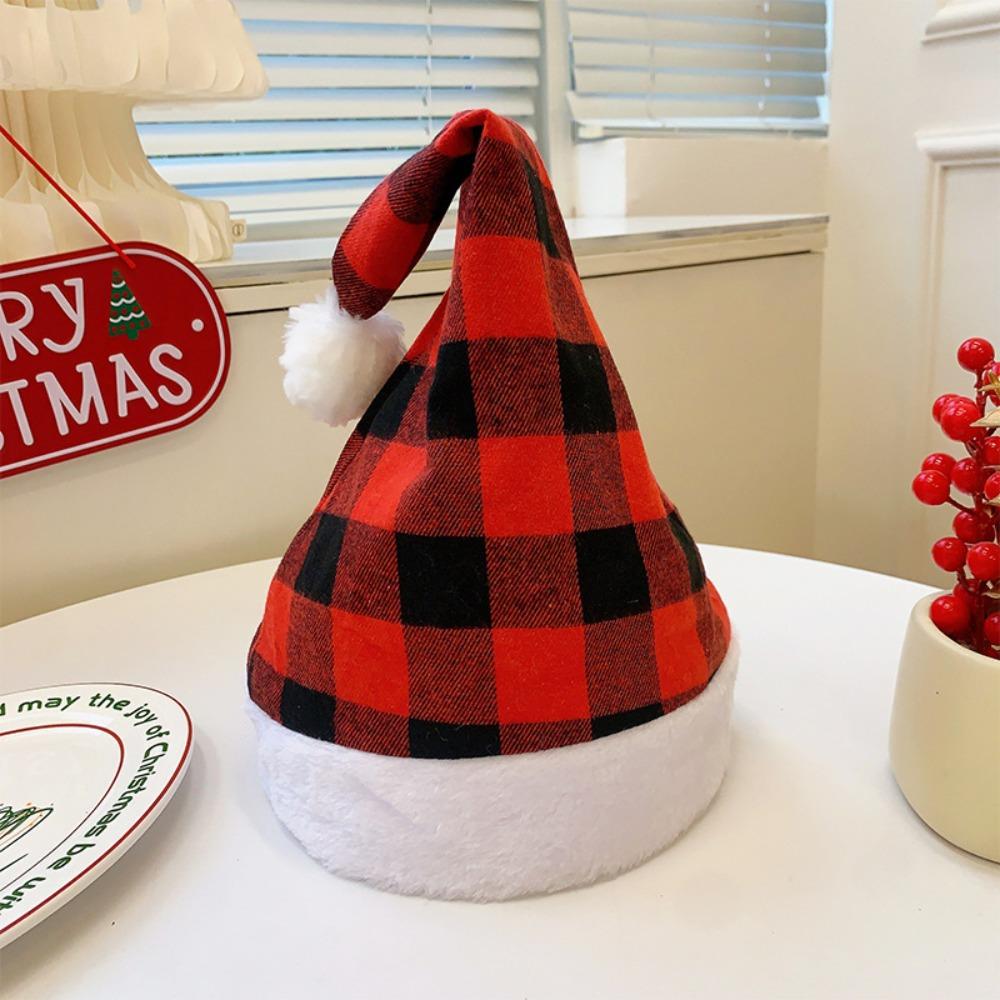Merry Christmas Decoration Santa Claus Hat Bow Red Plush Hat All-match Christmas Sequin Hat  Adults