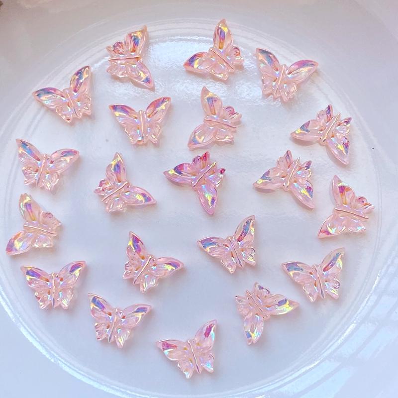100Pcs New Cute 7*10mm Resin Mini Plated Butterfly Flat Back Cabochon Scrapbook Kawaii DIY Embellishments Accessories
