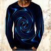 Spring and Autumn Round Neck 3D Abstract Art Printed Top Fashionable Casual Long Sleeved Men's T-shirts