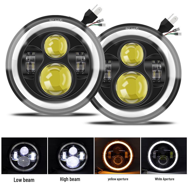 7-дюймовая фара Harley Wrangler с ангельским глазом и дневным ходовым огнем High/Low Beam + Daytime Running + Turn Signal