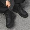 British style men's casual autumn winter boots black trendy original leather shoes cowboy platform boot handsome ankle botas man