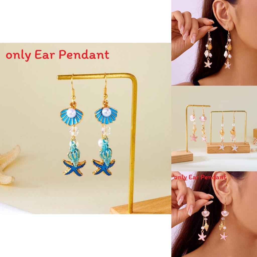 Summer Ocean Style Shell Pendant Earrings With Unique Geometric Design For Women
