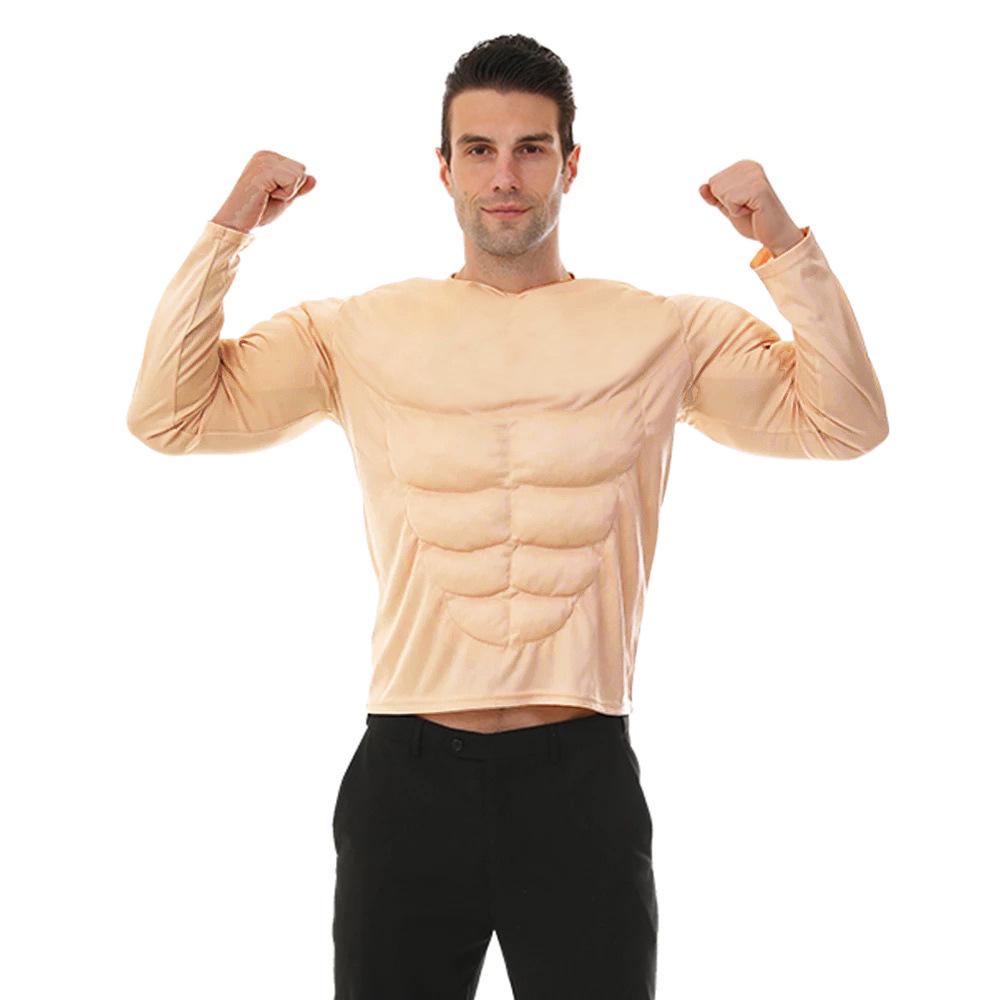 Children's Muscle Bodysuit Cosplay: 8-Pack Abs Halloween Costume with Fake Pectoral Muscles