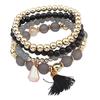 4Pcs/Set Women Ethnic Multilayer Resin Beads Tassels Cuff Bracelets Fashion Jewelry