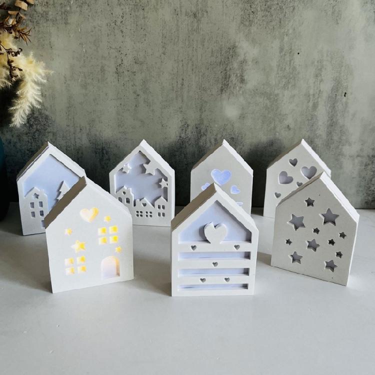 Ornament Mould Flexible Silicone Mold for Office Decoration 3D House Figurine Shaped Desktop Embellishment Making Molds