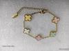 Korean Style Four-Leaf Clover Bracelet: Stainless Steel, Mother-of-Pearl, Solid Color, Five-Petal Design, Versatile Student Ins Style.