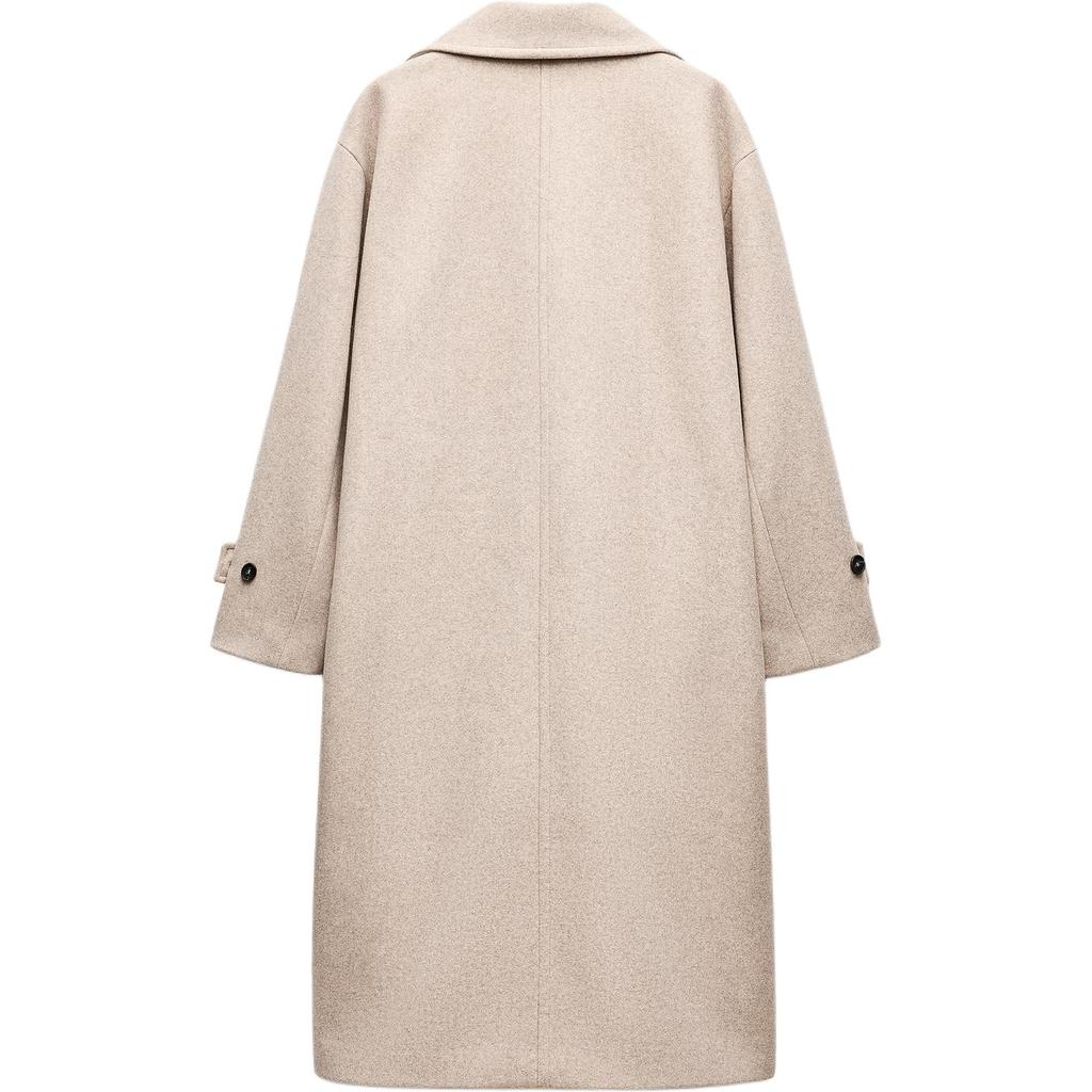 Zara Loose Solid Color Double Breasted Coat Women coats Beige 3046299-450