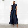 Kurzärmlig Übergröße Satin Vintage Neu in Kleidern für Damen Freizeit Locker Maxi Lang Sommer Partykleid