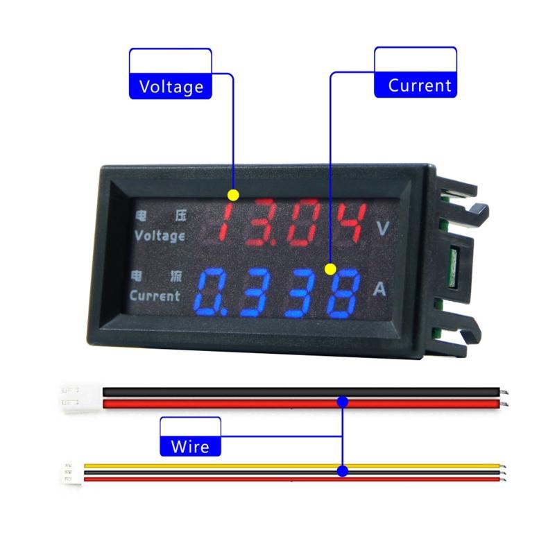LED Digital Voltmeter Ammeter DC Digital Multimeter 100V 10A Blue Red LED Amp Dual Digital Display Volt Meter Gauge