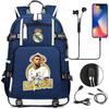 Fußball-Print Rucksack für Teenager Lässiges Reise-USB-Laden Schultasche Sportrucksack Große Kapazität