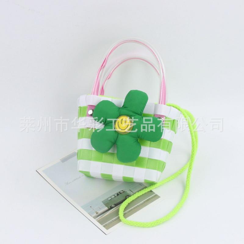Mini Handbag Sweet Three-dimensional Flower Plastic Woven Basket 100-day Banquet Bridesmaid Gift Basket