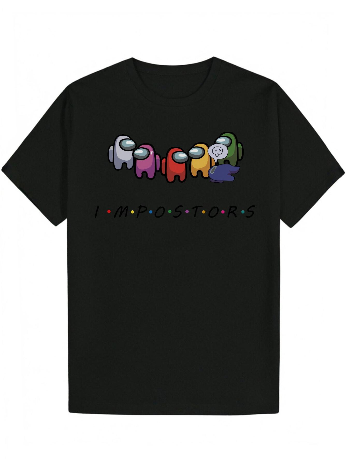 Graphic T-shirt - Black Playful Monster & Stars Print L