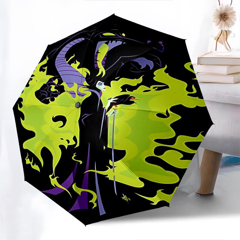 Maleficent, Sorcery Themed Automatic Opening and Closing Umbrella, Brightly Colored 8-rib Portable Umbrella, Suitable for Men and Women, A Perfect Gif