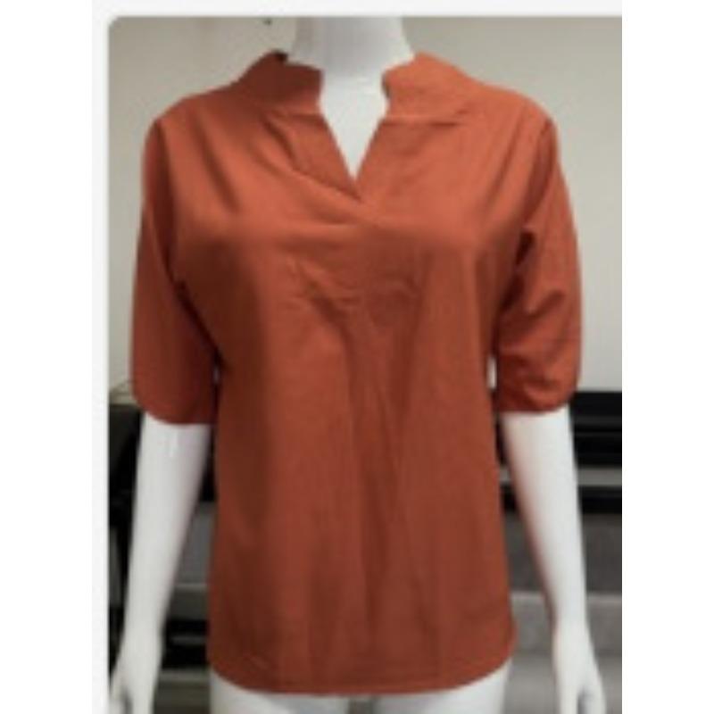 BITCED Women's Fashion Casual Solid Color Print Short Sleeve V Neck Blouses & Shirts International Design