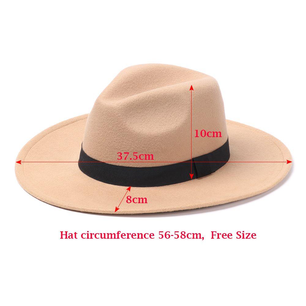 Women Men Vintage Stage Performance Wide Brim Woolen Panama Jazz Cap Cowboy Hat Fedora Hat