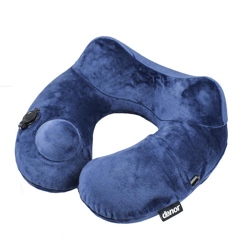 Inflatable U-Shaped Travel Pillow for Train, Plane & Long-Distance Comfort 31x30x12 cm темно-синий