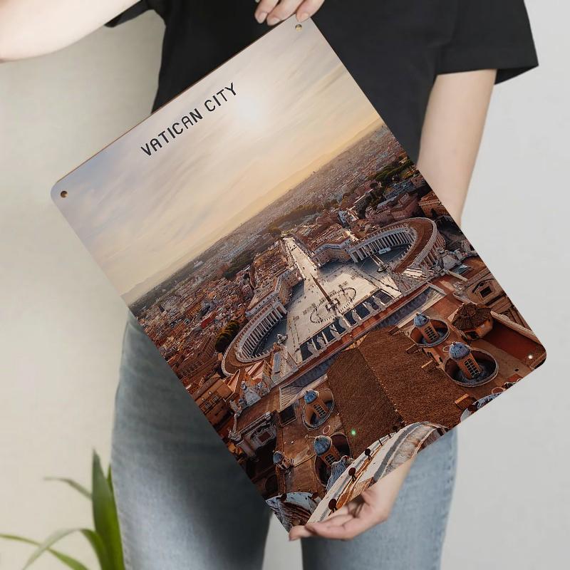 

Vatican St Peters Square Panoramic Metal Iron Painting Living Room Wall Art Home Decor Mural 20x30cm（7.8x11.8inch）