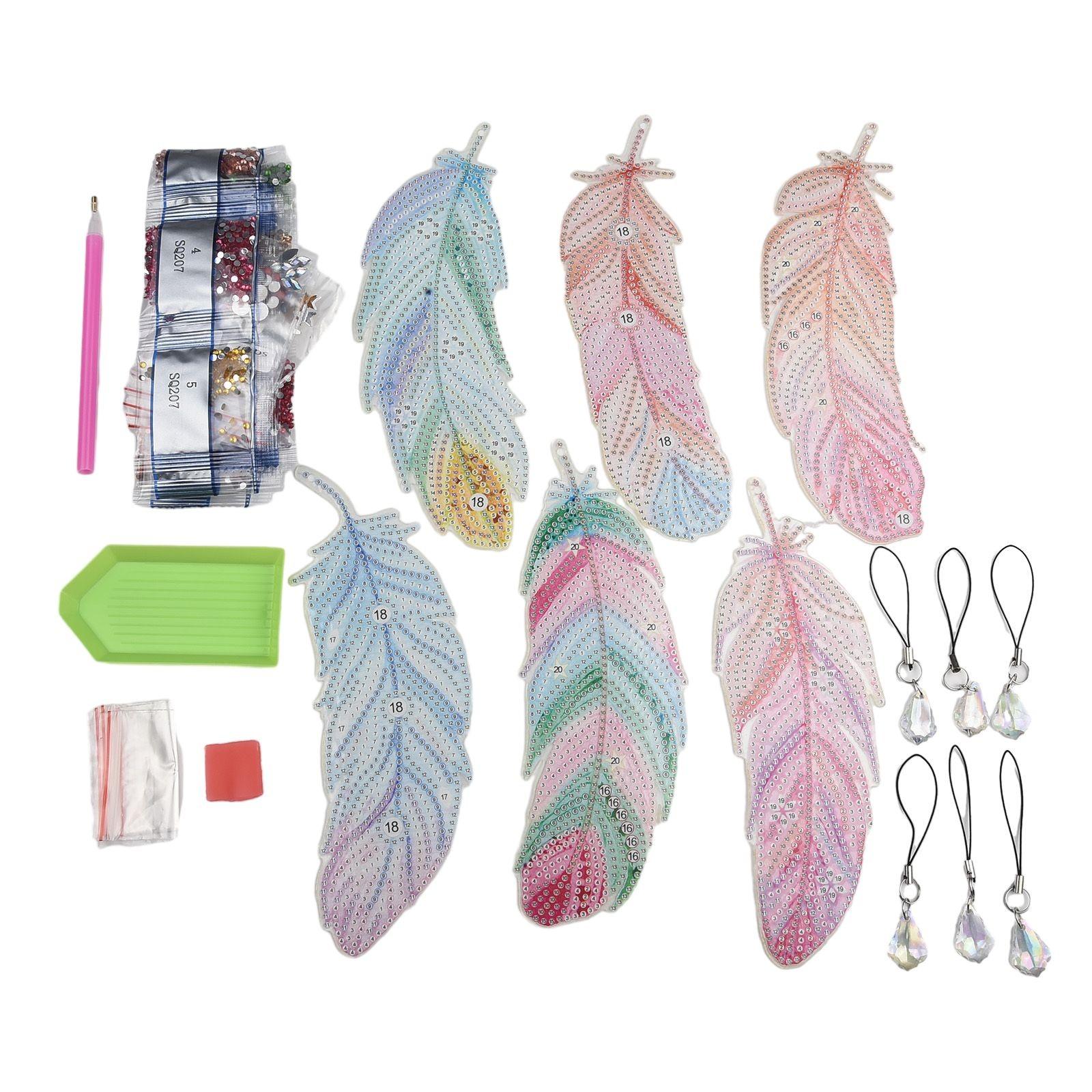 

6 шт. 5D Закладки Сделай сам Закладка с перьями Наборы для алмазной мозаики