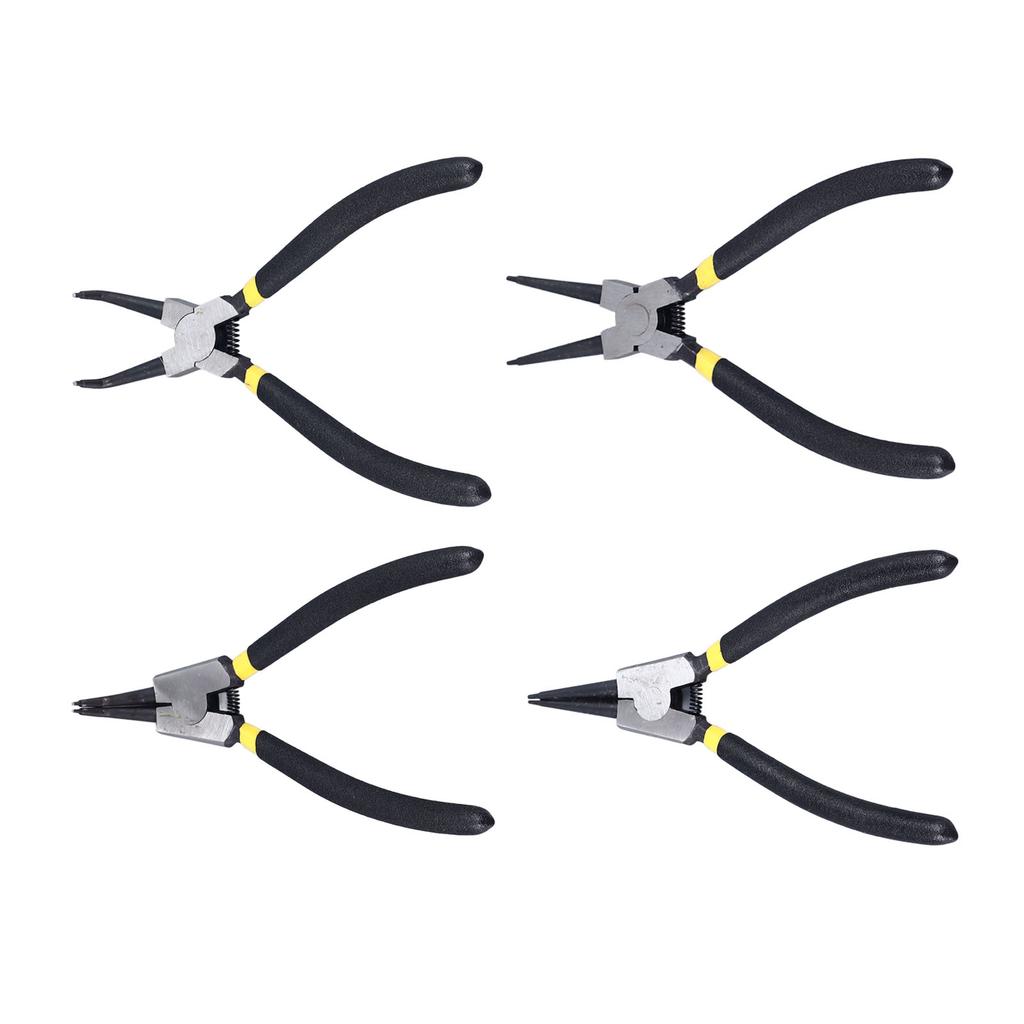 4Pcs Snap Ring Pliers Set Steel Circlip Pliers Kit with Straight Bent Jaws Hand Tools for Repair Maintenance 7in