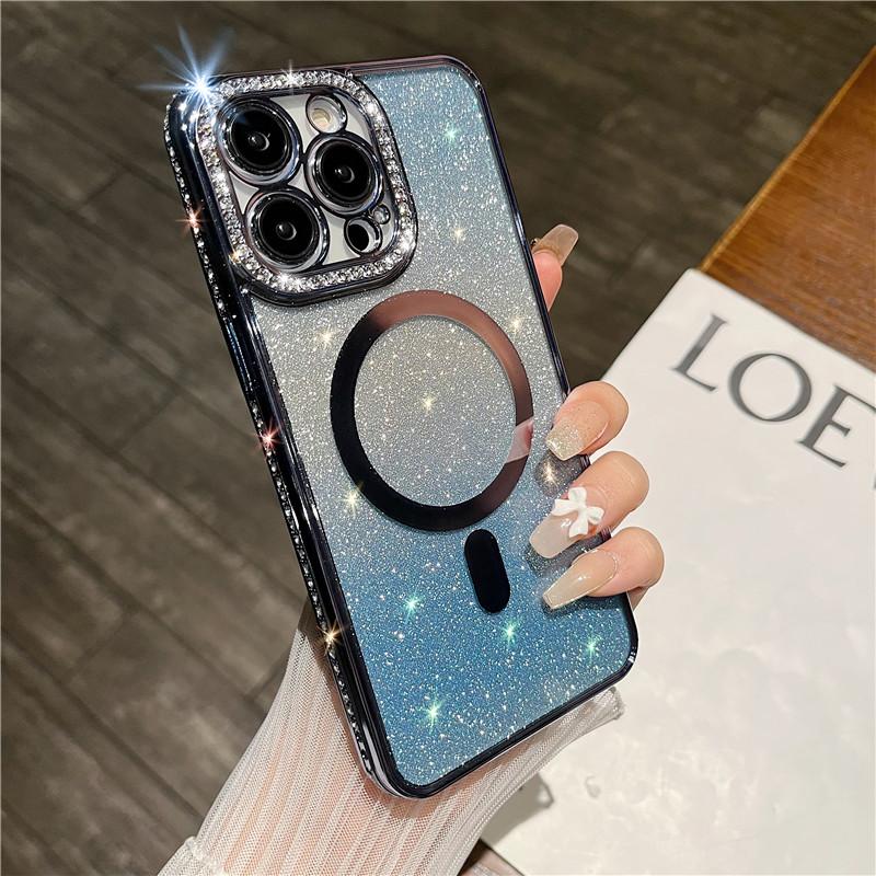 Shining Glitter Wireless Charging Phone Case For Iphone 14 13 12 11 Pro Max 14pro 14plus 11 Shockproof Soft Plating Bumper Cover