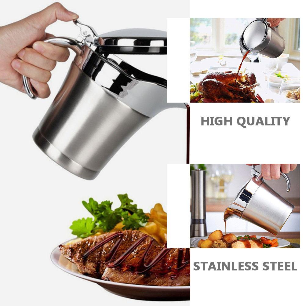 450ml Stainless Steel Sauce Dispenser Double Insulated Gravy Boat With Hinged Lid For Restaurant Household Vinaigrette