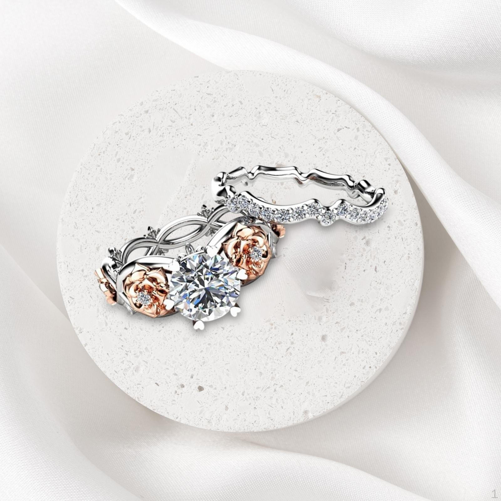 

2 шт. двухцветные кольца с розами набор медных колец для помолвки свадьба подарок на день святого валентина 8