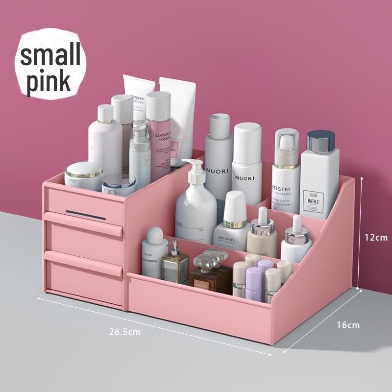 

Большая вместительная коробка для хранения косметики для губной помады и средств по уходу за кожей на туалетном столике 26.5*16*12cm розовый