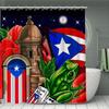 Vibrant Puerto Rico Themed Tropical Paradise Bathroom Set -Waterproof Shower Curtain, Floor Mats, Toilet Lid Cover & Contour Mat