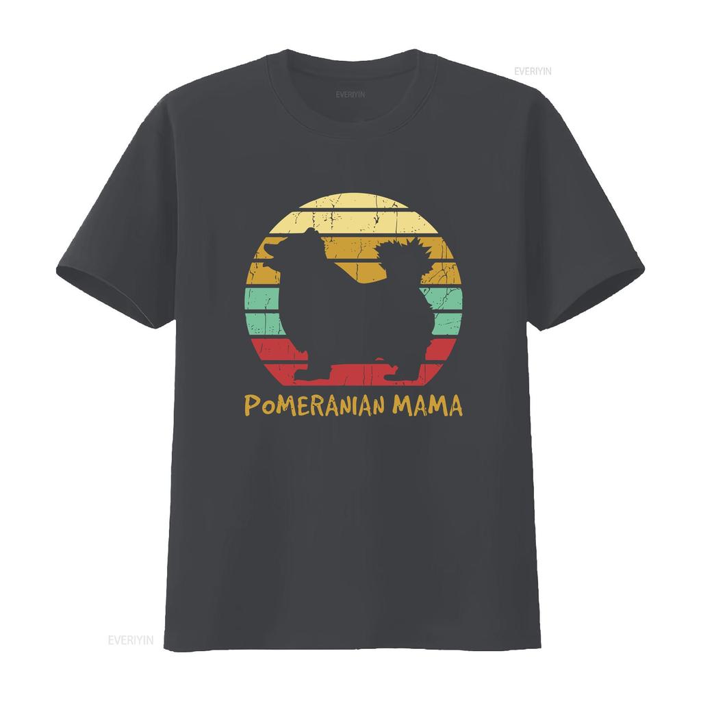 Pomeranian Dog Mama SunseT T Shirt Retro Owner Animal Pet Lover Silhouette Vintage  Vintage Washed Stylish Stretched Streetwear