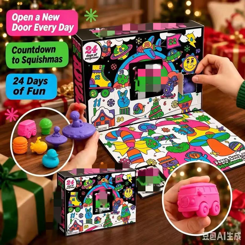 2026 Adventskalender Squishy Blind Box Stressabbau Spielzeug Kinder Weihnachten Countdown 24 Tage Überraschung Kreatives Geschenk