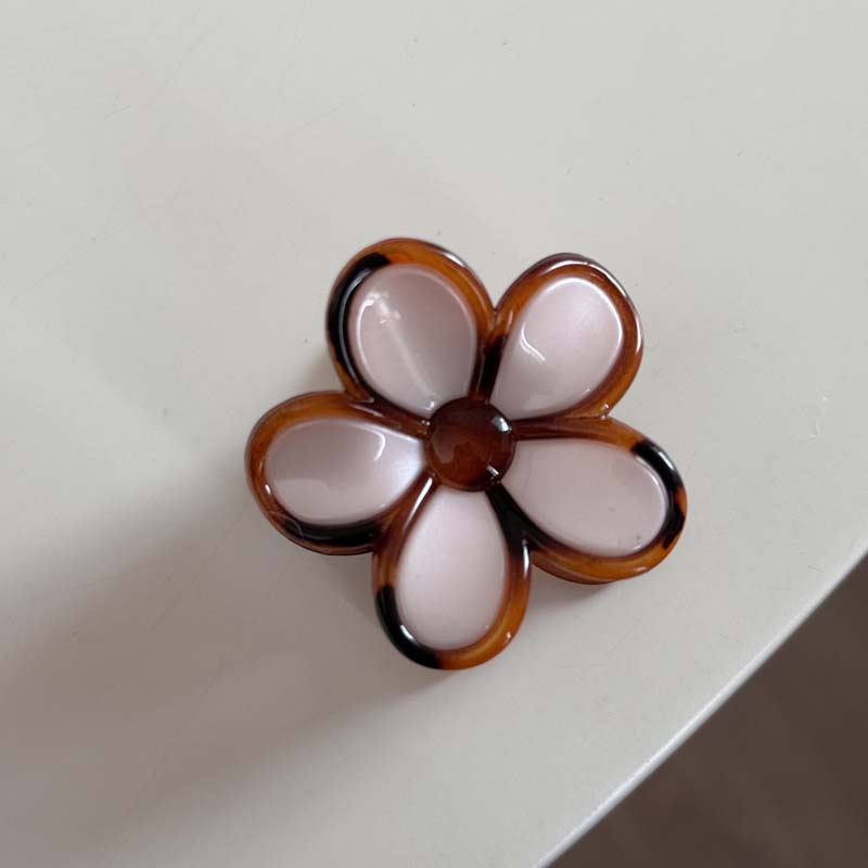 Vintage Brown Color Flower Grab Clips For Women Elegant Acrylic Shark Clip Hair Claws Barrettes Lady Party Hair Pins Accessories