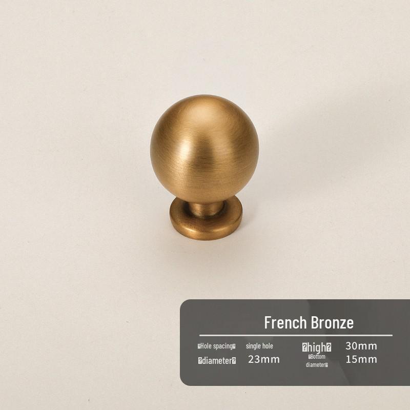 French Vintage Brass Antique Bronze Wardrobe Cabinet Handle, Single Hole Design