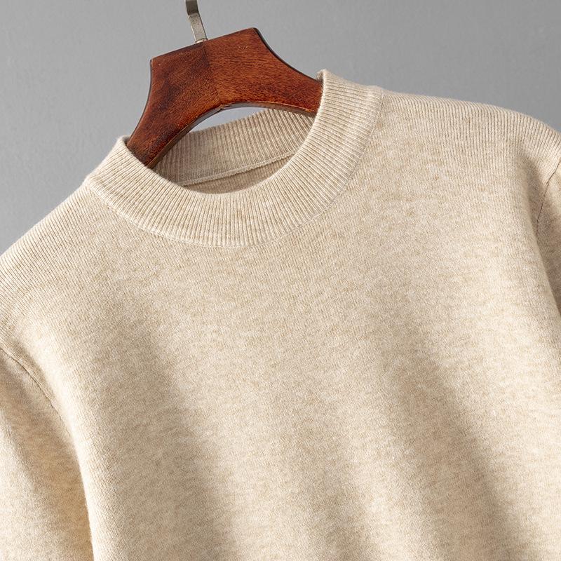 Women's Autumn/Winter Loose Knit Sweater - Half-High Collar, Long Sleeve, Solid Color