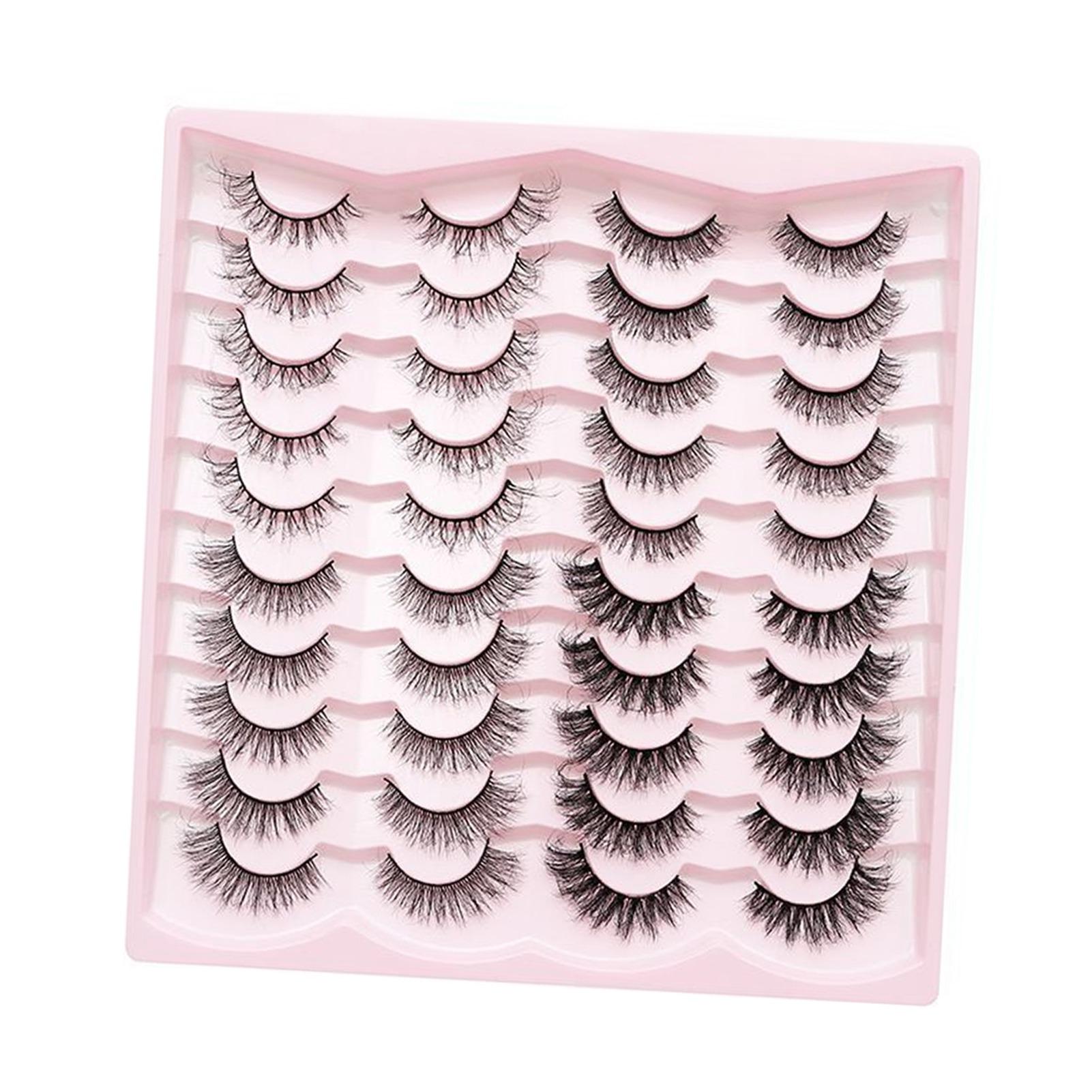 

20 Pairs False Eyelashes 4 Style Synthetic Fiber Hand Made Lightweight Comfortable 3D Lashes