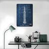 Saturn V Apollo Printed Poster Customized Wall Art Retro Vintage Metal Tin Signs for Home Living Room Decorations Office Decor