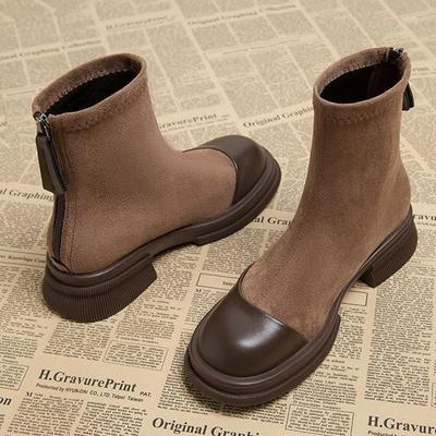 Novas botas Martin de outono femininas retrô literárias marrons de sola grossa salto grosso botas curtas finas