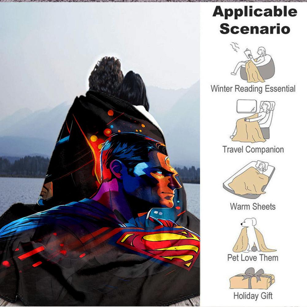 1pc Superhero Batman Flannel Throw Blanket Lightweight Soft Warm All Season Blanket for Sofa, Bed, Travel,L1028059