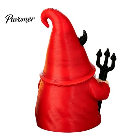 Dark Style Devil Dwarf Figurines Halloween Gnome Statue, 3D Printed Red Hat Figurine, Gothic Decorations Tabletop Ornament for Indoor Outdoor