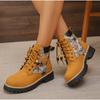 Fashion Fashion Retro Print Women Motorcycle Boots Casual Platform Work Boots Woman Outdoor Street Shoes British Leather Ankle Boots