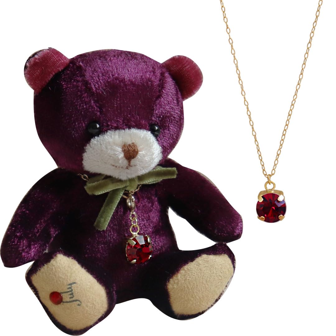 

Petit Luu Birthstone Color Crystal Mini Angel Bear Necklace Gift (July)