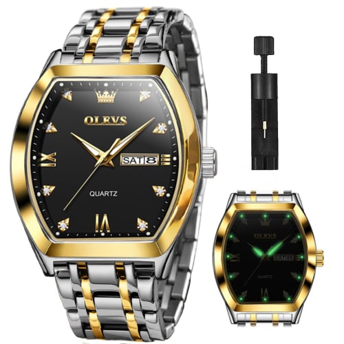 

OLEVS Watch Мужские деловые наручные часы Мужские часы с квадратным циферблатом Водонепроницаемые светящиеся кварцевые наручные часы с датой Часы для мужчин черные Черные