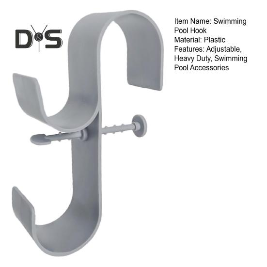 Swimming Pool Side Hook Adjustable Poolside Pool Leaf Skimmer Net Brush Holder Heavy Duty Plastic Above Ground Pool Pole Hanger Tools Pool Accessories