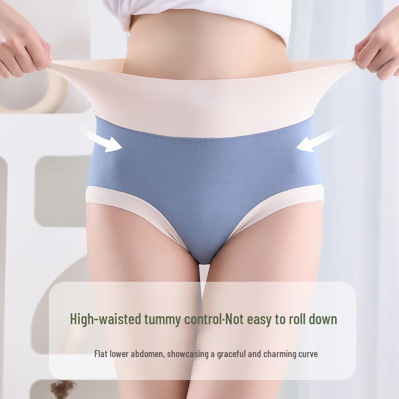 LangSha Women's Mid-High Waist Tummy Control Modal Briefs 4-Pack