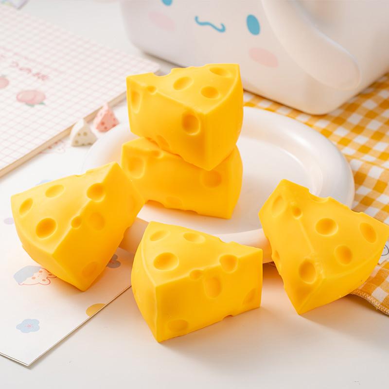 Simulation Cheese Squishy Toys Stress Relief Balls Decompression Slow Rebound Sensory Squeeze Toy For Kids Birthday Party Favors