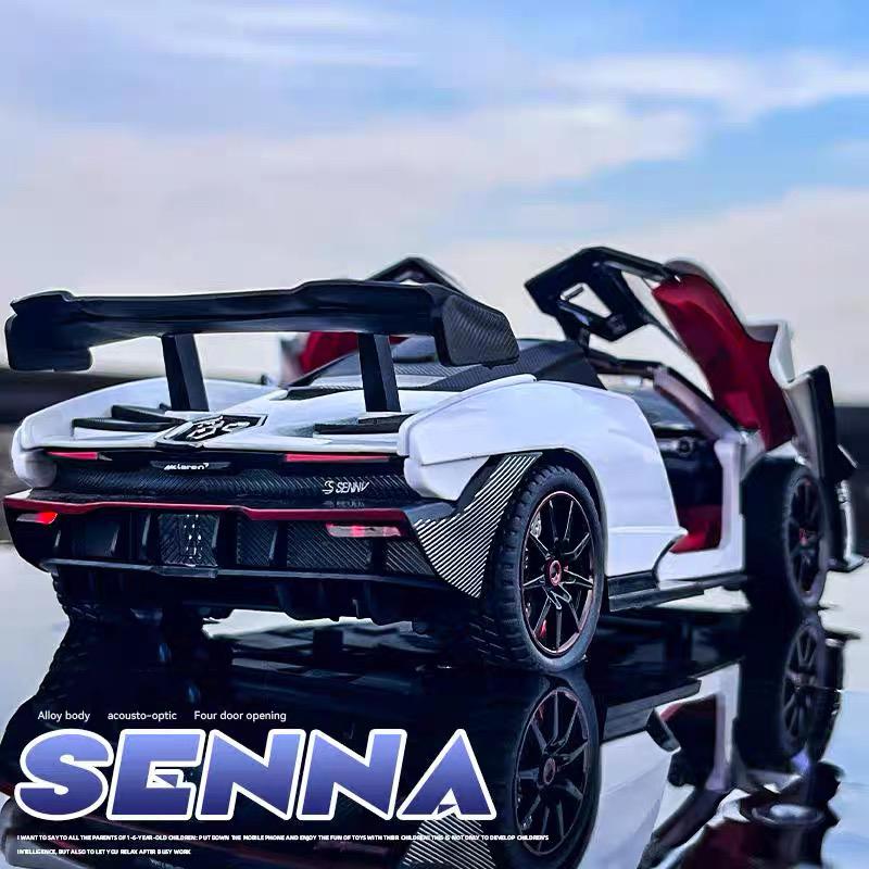 New 1:24 McLaren Senna Supercar Scale Car Model Alloy Vehicle Diecast Metal Sound Light Collectible Childrens Birthday Toy Car Gift