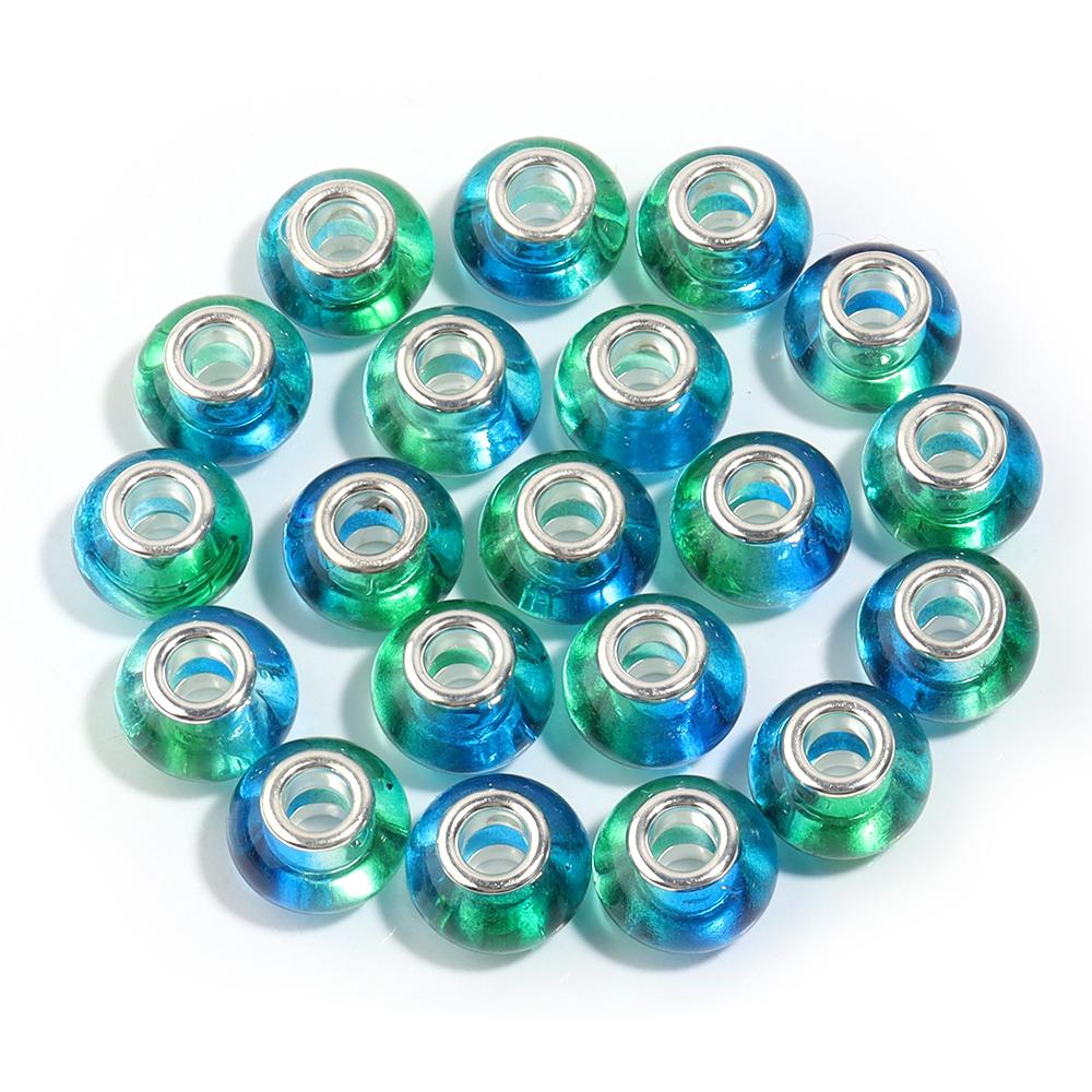

20Pcs/Lot Dual Color Gradient Resin Beads Big Hole Loose Beads Spacer Beads For Jewelry Making DIY Bracelet Necklace Accessories