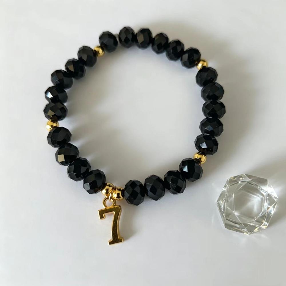BTS Pulseira de Contas ARMY: Joias Inspiradas no K-Pop Bangtan Boys com Cristais Roxos, Ônix Preto e Pingentes Dourados, Presente Ajustável para Fãs